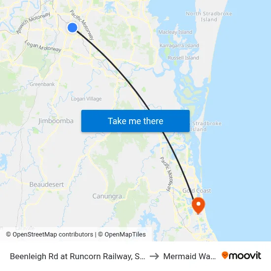 Beenleigh Rd at Runcorn Railway, Stop 72 to Mermaid Waters map