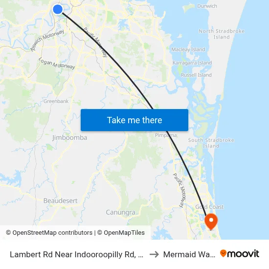 Lambert Rd Near Indooroopilly Rd, Stop 24 to Mermaid Waters map