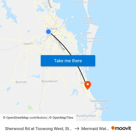 Sherwood Rd at Toowong West, Stop 22 to Mermaid Waters map