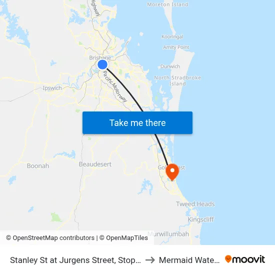 Stanley St at Jurgens Street, Stop F to Mermaid Waters map