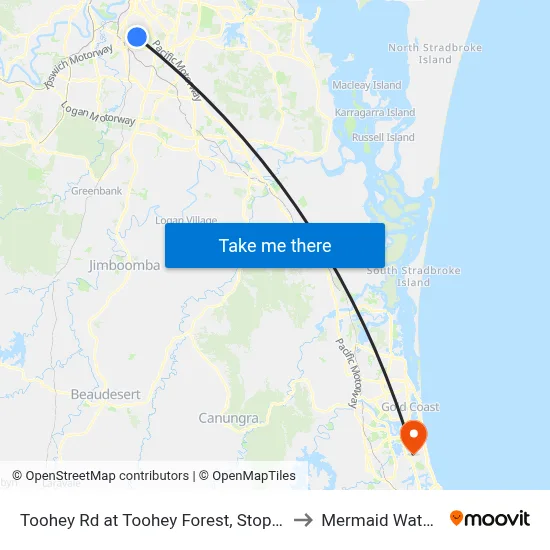 Toohey Rd at Toohey Forest, Stop 53 to Mermaid Waters map