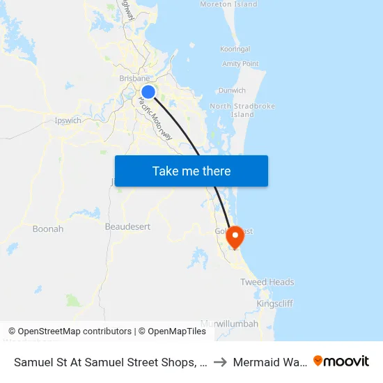 Samuel St At Samuel Street Shops, Stop 41 to Mermaid Waters map