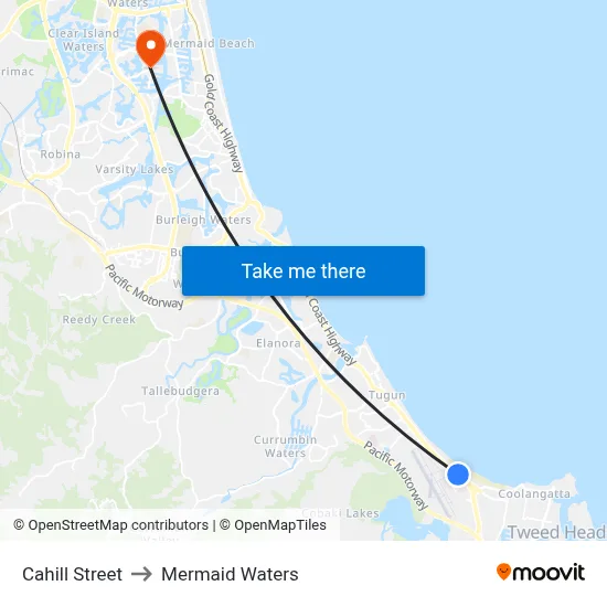 Cahill Street to Mermaid Waters map