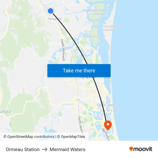 Ormeau Station to Mermaid Waters map