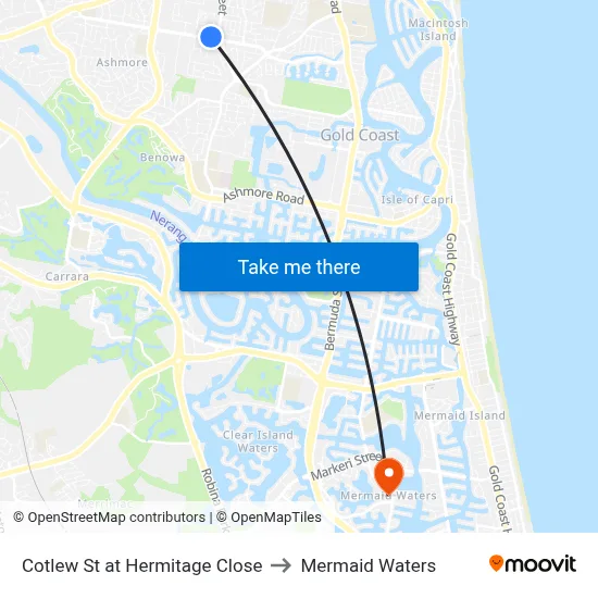 Cotlew St at Hermitage Close to Mermaid Waters map