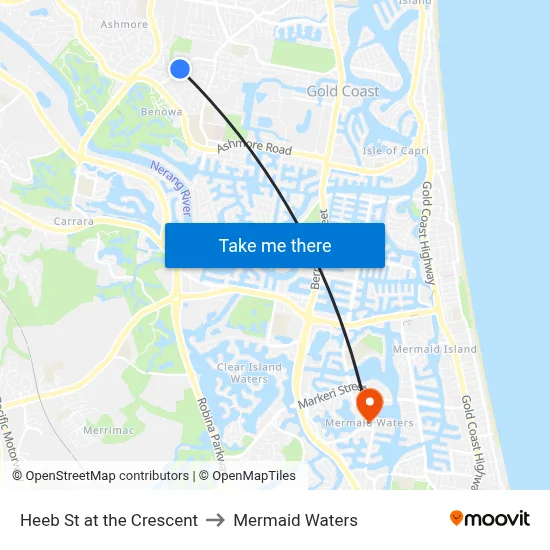 Heeb St at the Crescent to Mermaid Waters map