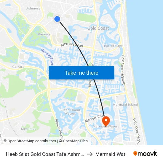Heeb St at Gold Coast Tafe Ashmore to Mermaid Waters map