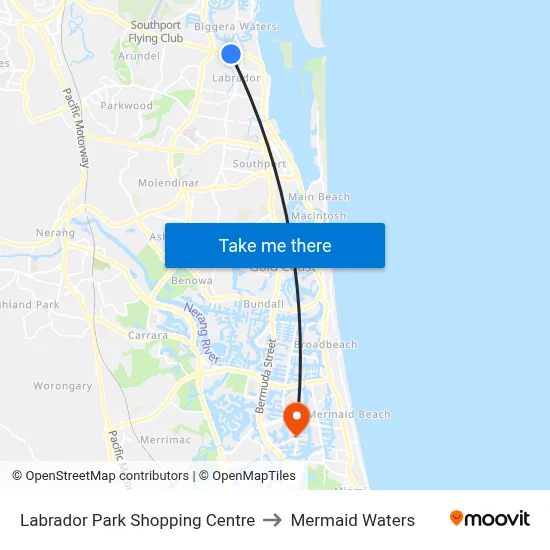 Labrador Park Shopping Centre to Mermaid Waters map