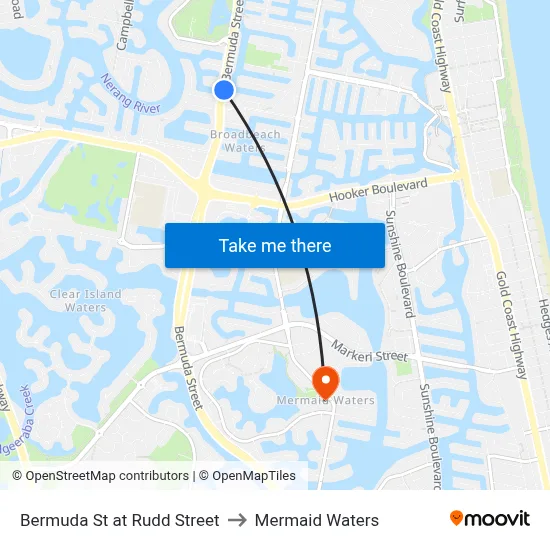 Bermuda St at Rudd Street to Mermaid Waters map