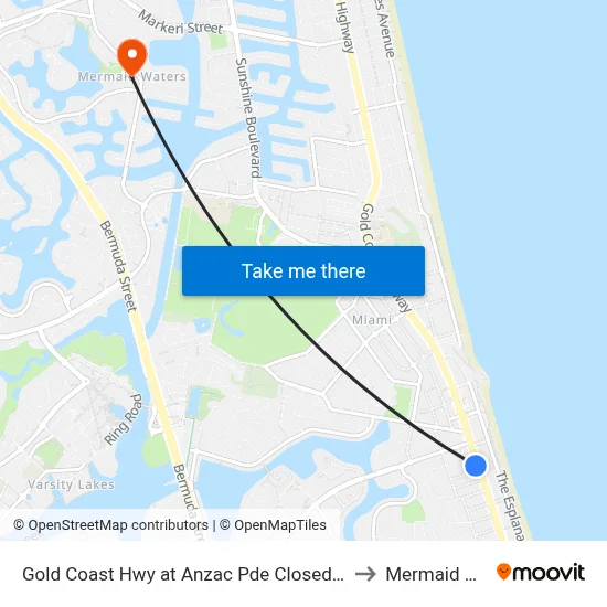Gold Coast Hwy at Anzac Pde Closed From 21-04-26 to Mermaid Waters map