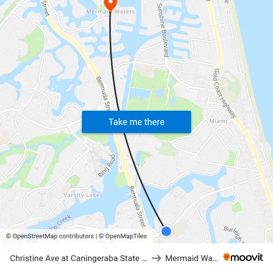 Christine Ave at Caningeraba State School to Mermaid Waters map