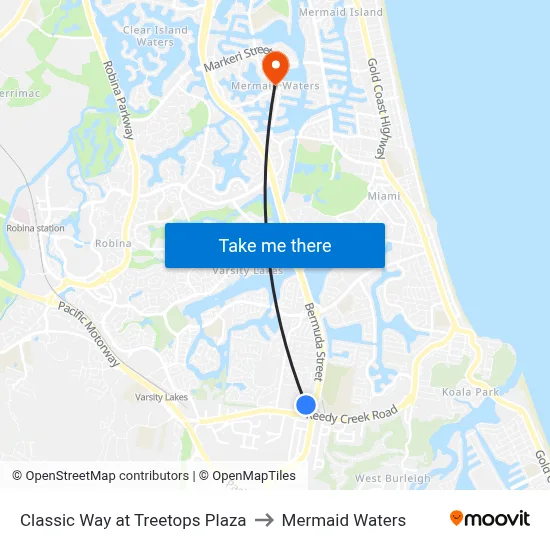Classic Way at Treetops Plaza to Mermaid Waters map