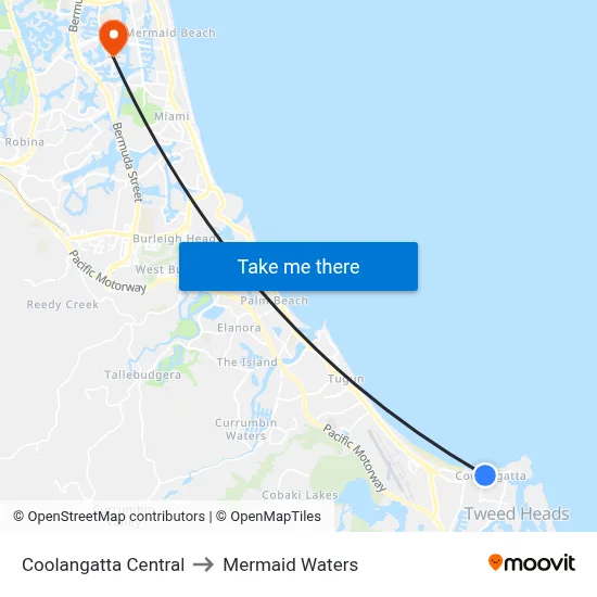Coolangatta Central to Mermaid Waters map