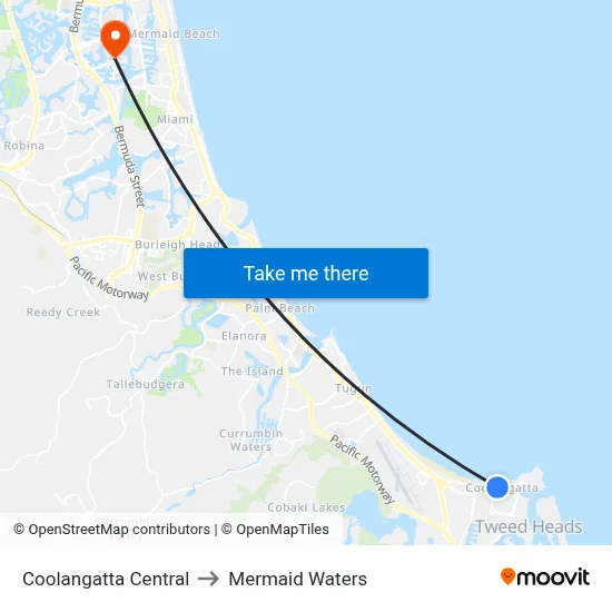 Coolangatta Central to Mermaid Waters map