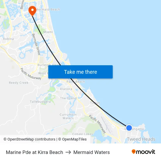Marine Pde at Kirra Beach to Mermaid Waters map