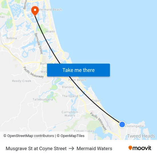 Musgrave St at Coyne Street to Mermaid Waters map