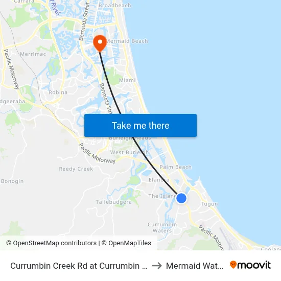 Currumbin Creek Rd at Currumbin RSL to Mermaid Waters map