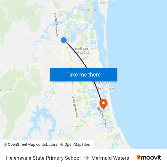 Helensvale State Primary School to Mermaid Waters map