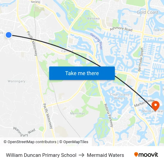 William Duncan Primary School to Mermaid Waters map