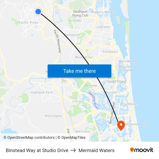 Binstead Way at Studio Drive to Mermaid Waters map