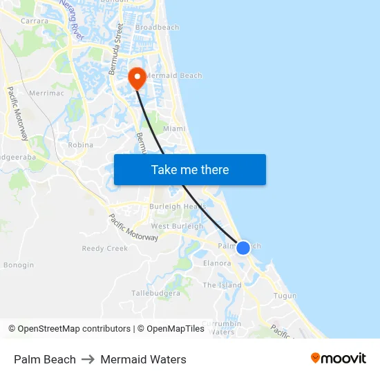 Palm Beach to Mermaid Waters map
