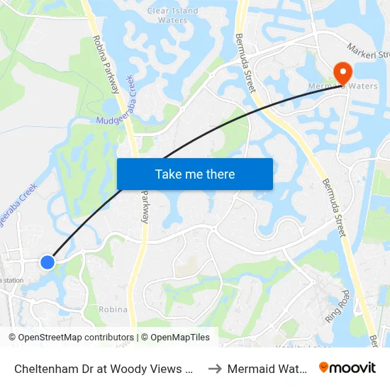 Cheltenham Dr at Woody Views Way to Mermaid Waters map