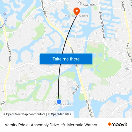 Varsity Pde at Assembly Drive to Mermaid Waters map