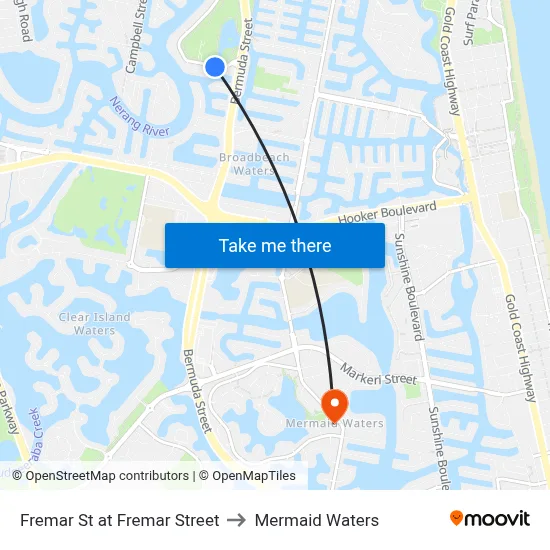 Fremar St at Fremar Street to Mermaid Waters map
