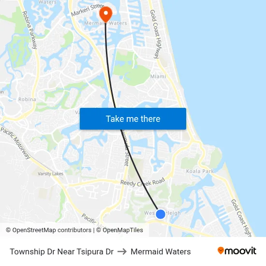 Township Dr Near Tsipura Dr to Mermaid Waters map
