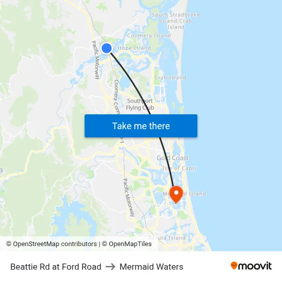 Beattie Rd at Ford Road to Mermaid Waters map