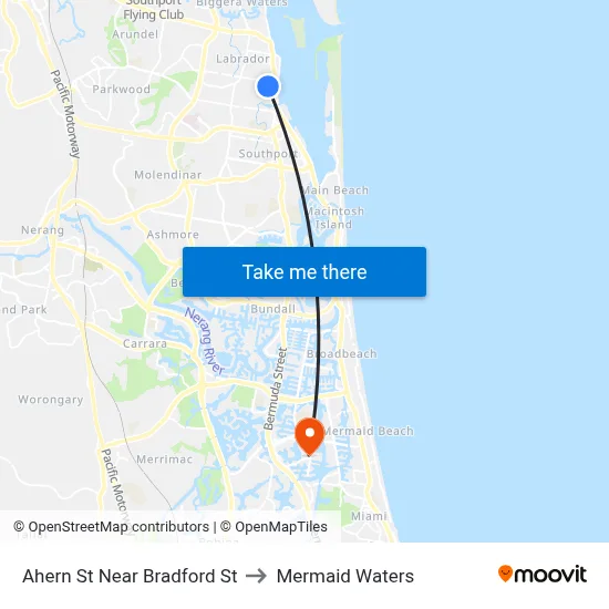 Ahern St Near Bradford St to Mermaid Waters map