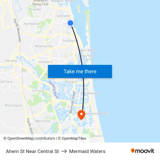 Ahern St Near Central St to Mermaid Waters map