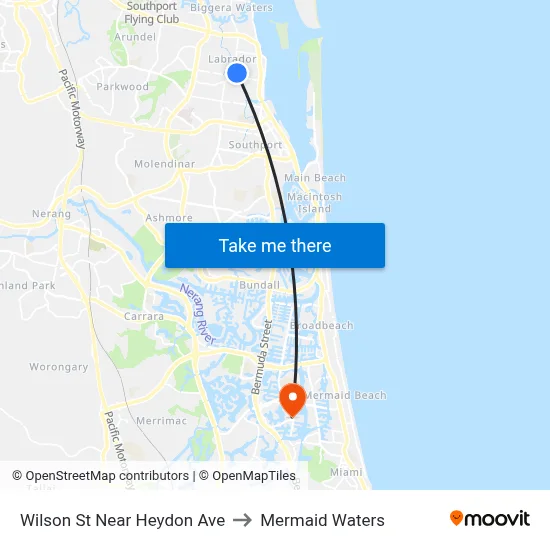 Wilson St Near Heydon Ave to Mermaid Waters map