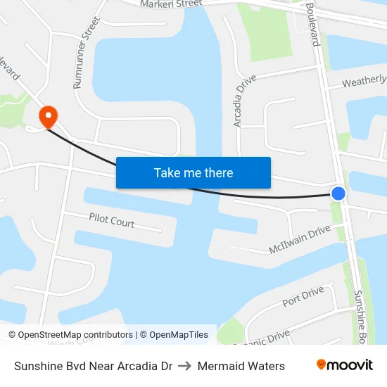 Sunshine Bvd Near Arcadia Dr to Mermaid Waters map