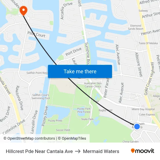 Hillcrest Pde Near Cantala Ave to Mermaid Waters map