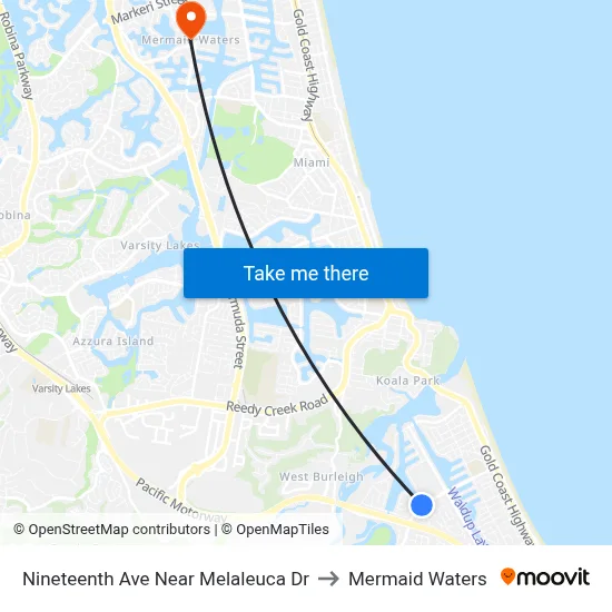Nineteenth Ave Near Melaleuca Dr to Mermaid Waters map