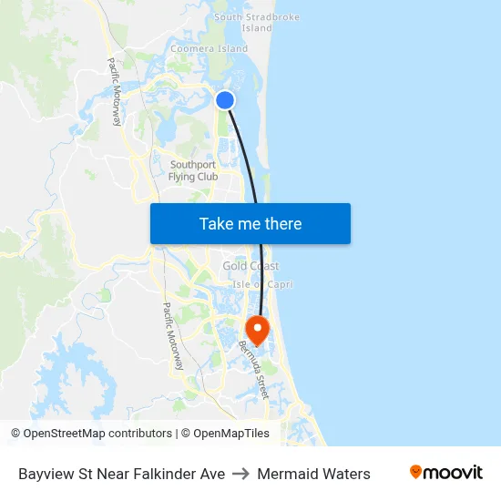 Bayview St Near Falkinder Ave to Mermaid Waters map