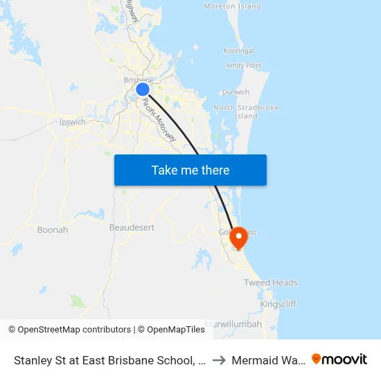 Stanley St at East Brisbane School, Stop 10 to Mermaid Waters map