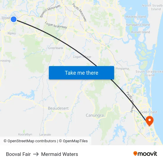 Booval Fair to Mermaid Waters map
