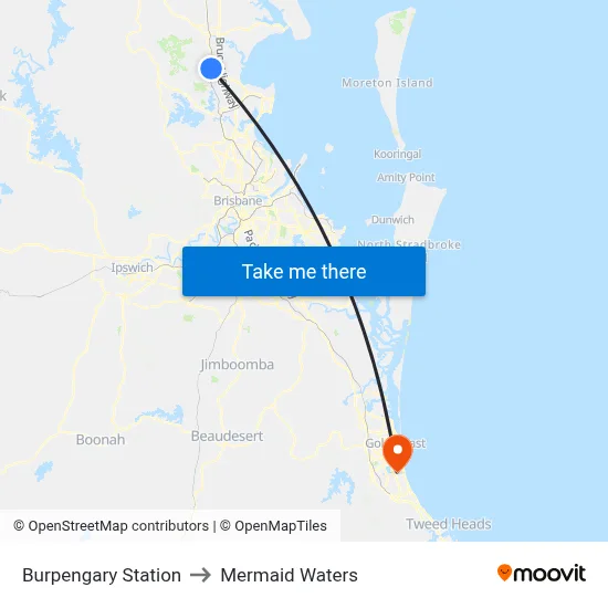 Burpengary Station to Mermaid Waters map