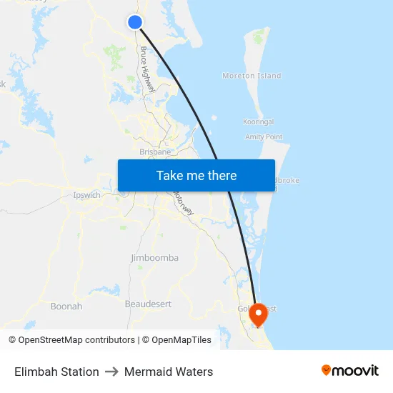 Elimbah Station to Mermaid Waters map