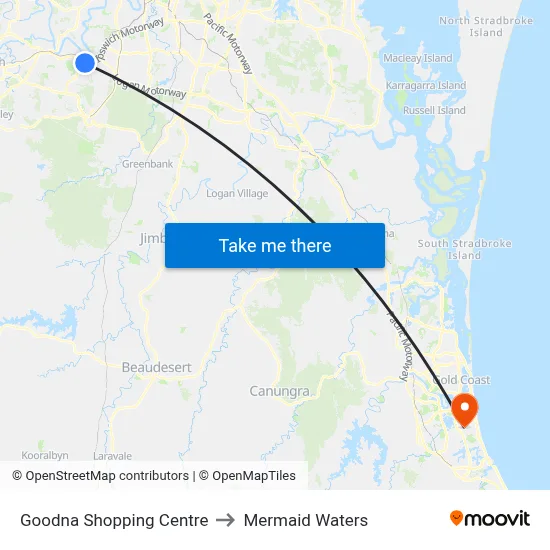 Goodna Shopping Centre to Mermaid Waters map