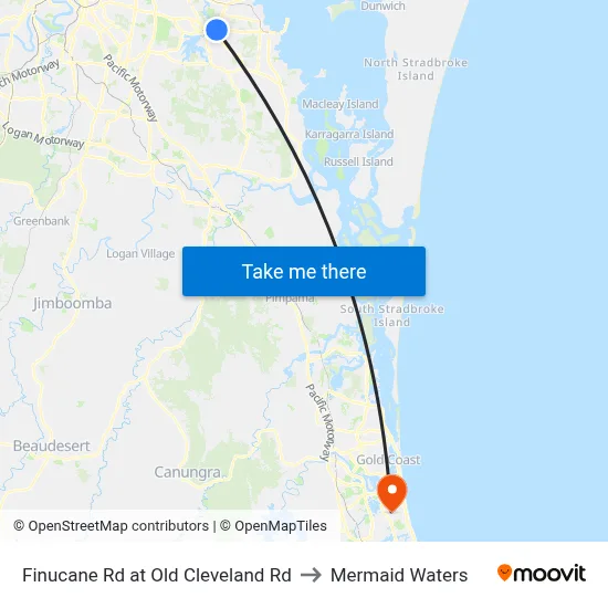Finucane Rd at Old Cleveland Rd to Mermaid Waters map