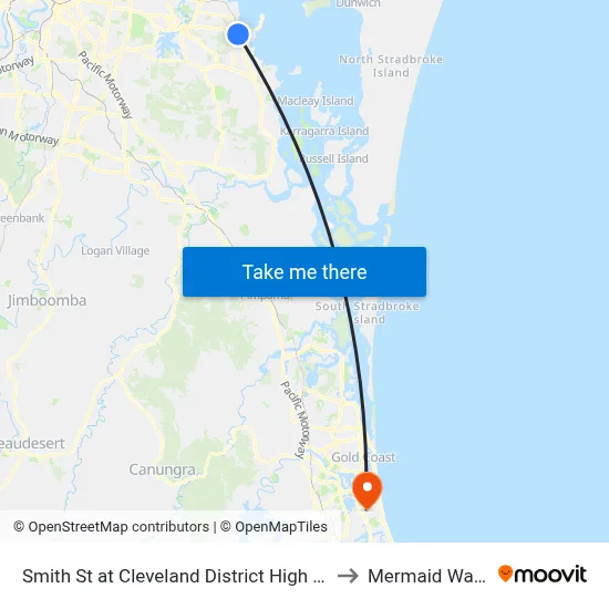 Smith St at Cleveland District High School to Mermaid Waters map
