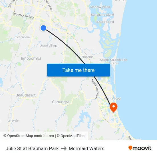 Julie St at Brabham Park to Mermaid Waters map