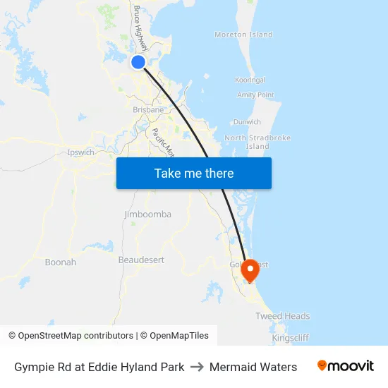 Gympie Rd at Eddie Hyland Park to Mermaid Waters map