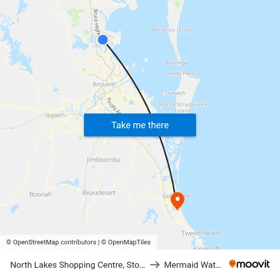 North Lakes Shopping Centre, Stop A to Mermaid Waters map