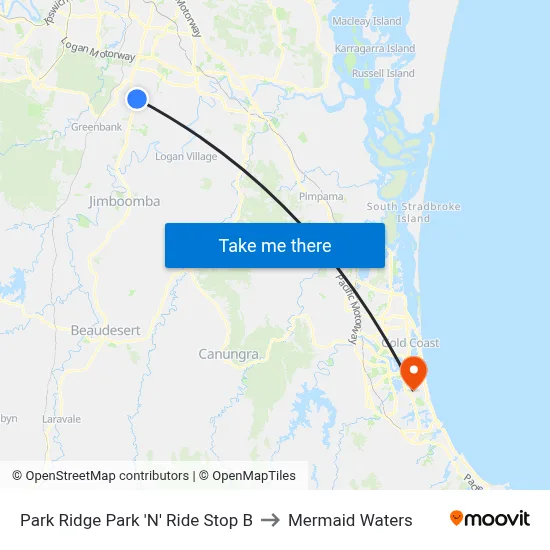 Park Ridge Park 'N' Ride Stop B to Mermaid Waters map