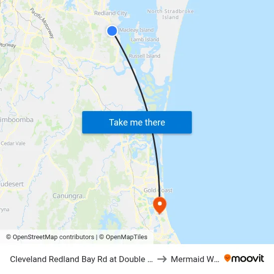 Cleveland Redland Bay Rd at Double Jump Road to Mermaid Waters map