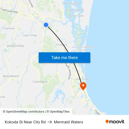 Kokoda St Near City Rd to Mermaid Waters map